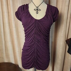 Express Y2K Purple Ruched Bodycon Tunic Mini Dress S